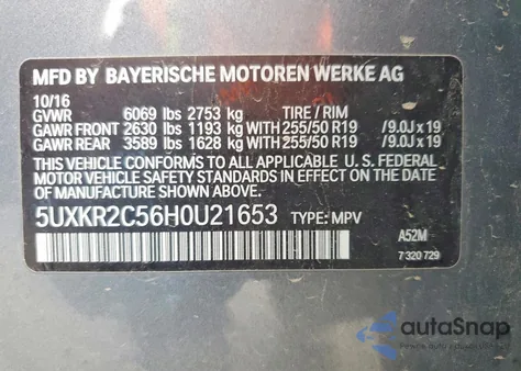 2017 BMW X5 Sdrive35I from USA, damaged, VIN 5UXKR2C56H0U21653